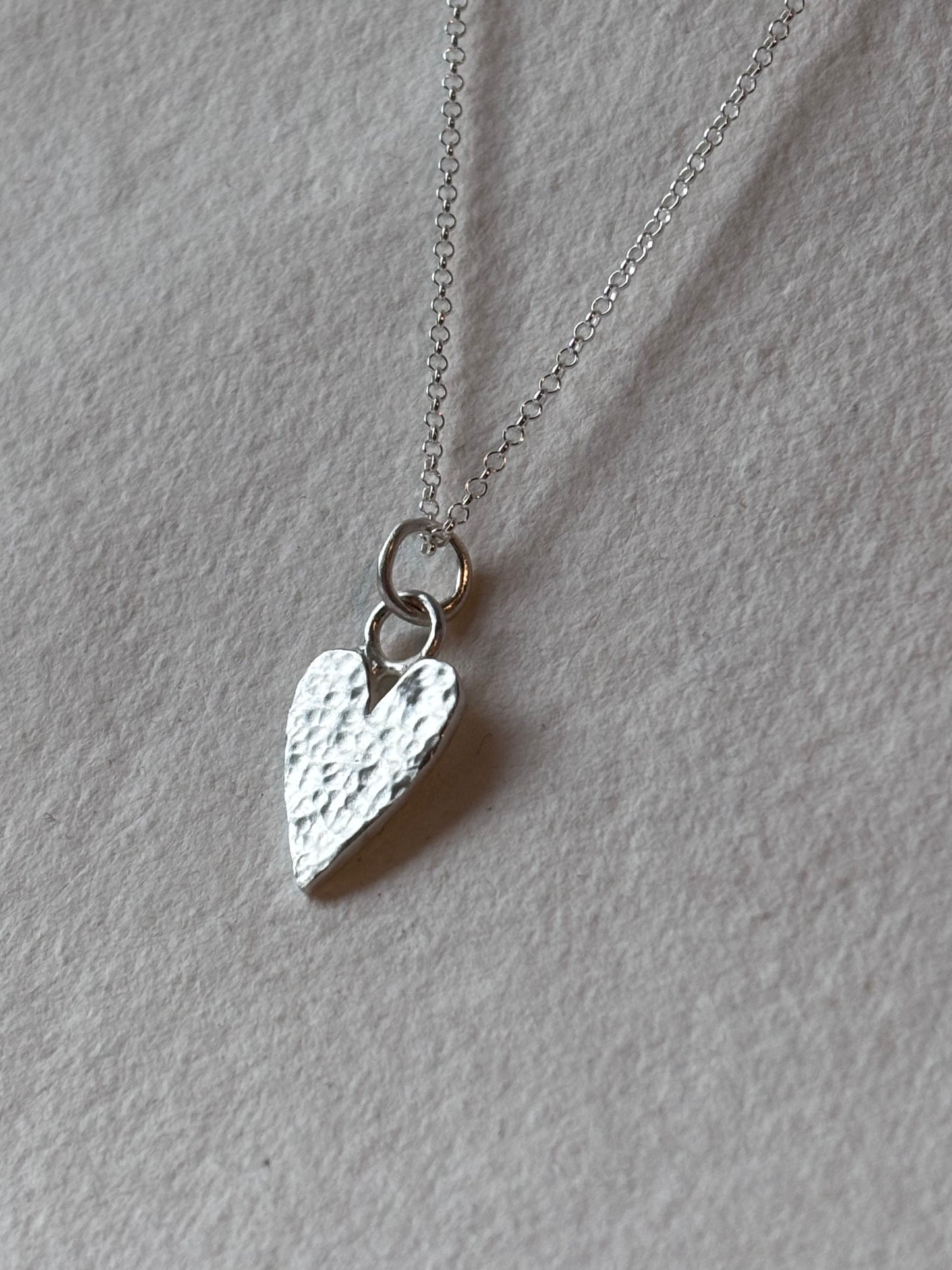 Silver hammered heart necklace