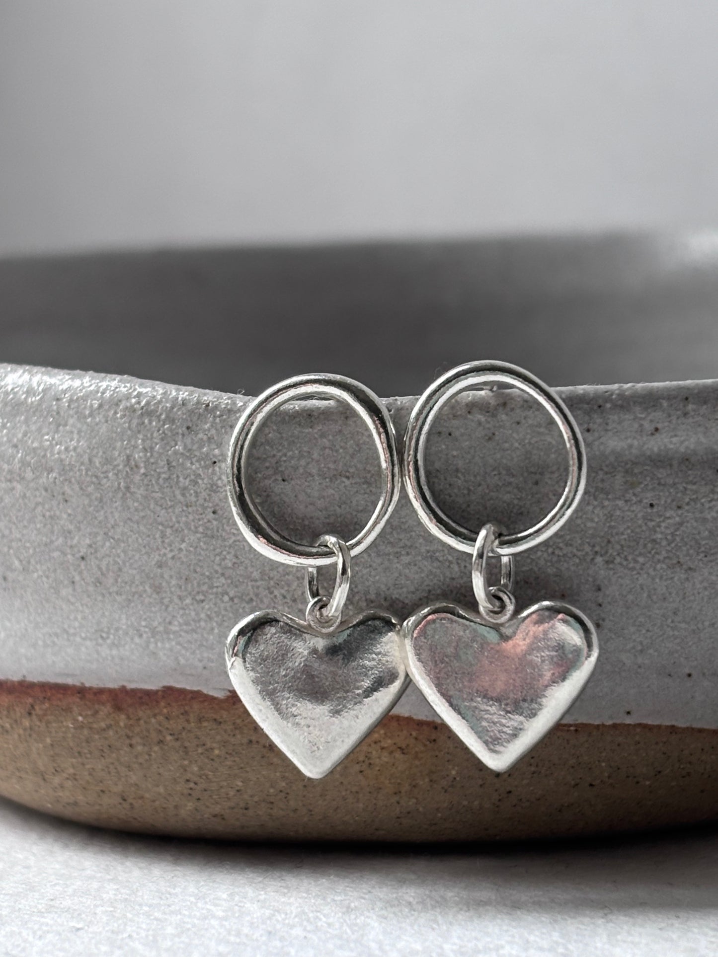 Mini ripple heart earrings