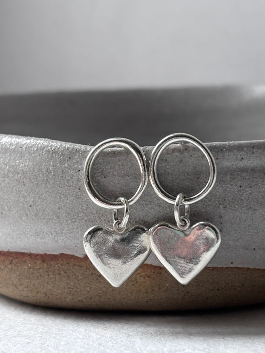 Mini ripple heart earrings