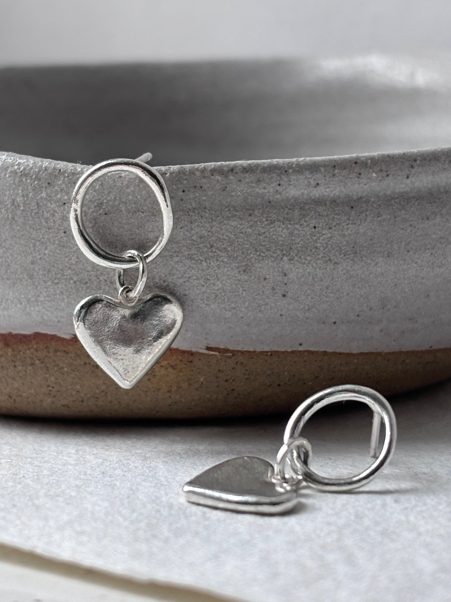 Mini ripple heart earrings