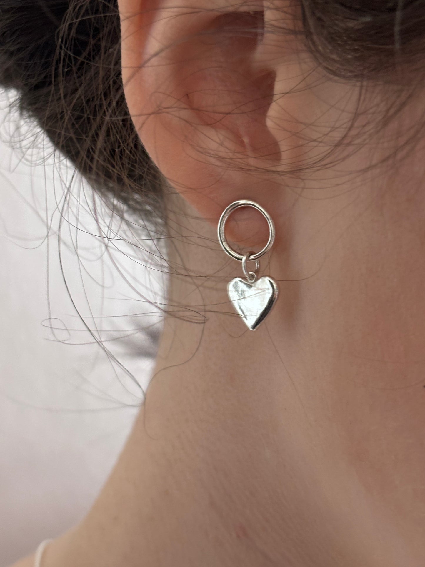 Mini ripple heart earrings