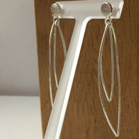 Long silver leaf earrings